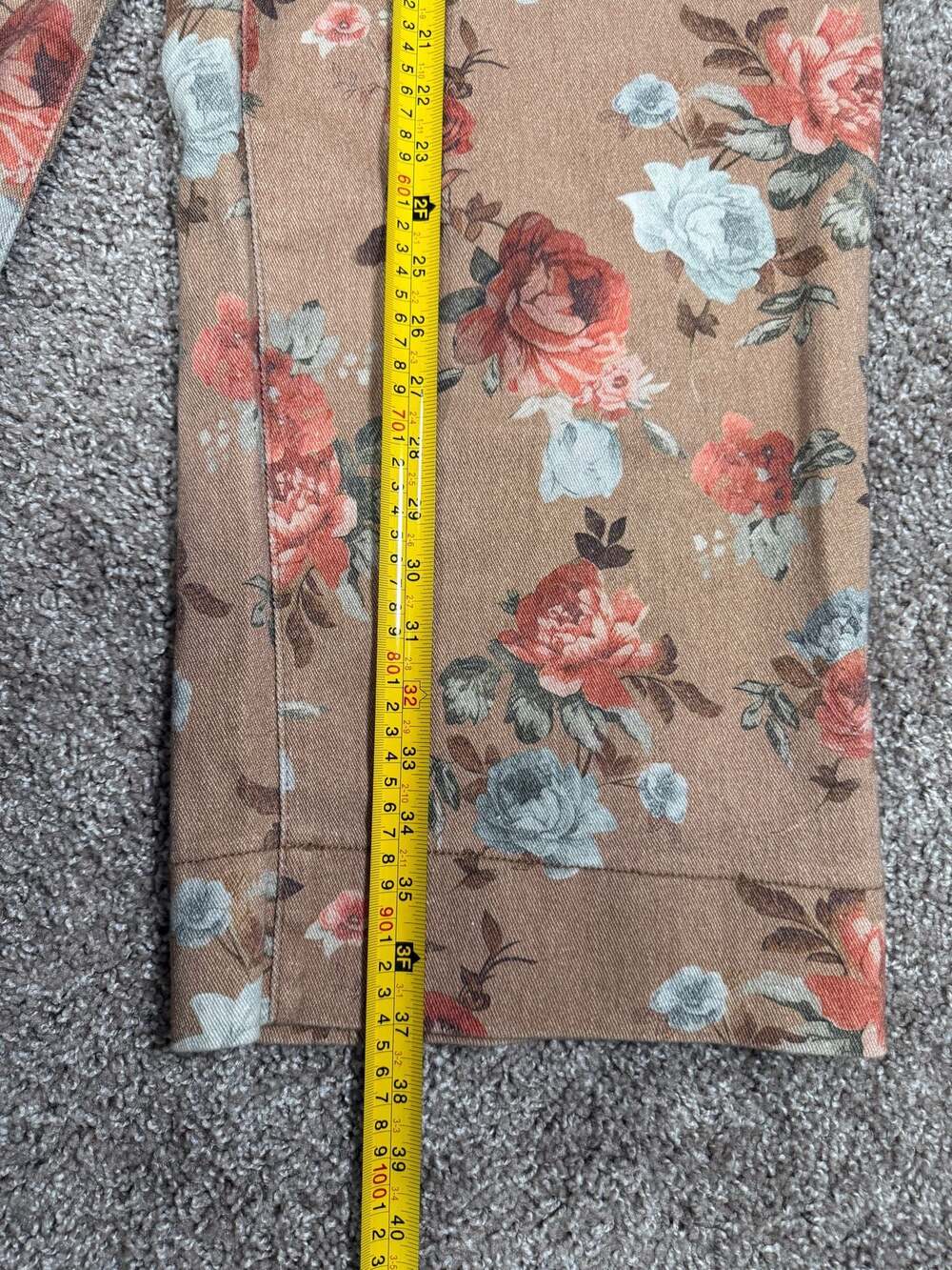 Flamingals Floral Print Wide Leg High-Rise Denim Pants Cottagecore Fall Romantic - Picture 6 of 6